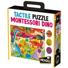 Montessori Puzzle Tactil Dinozauri pentru copiii peste 1 an